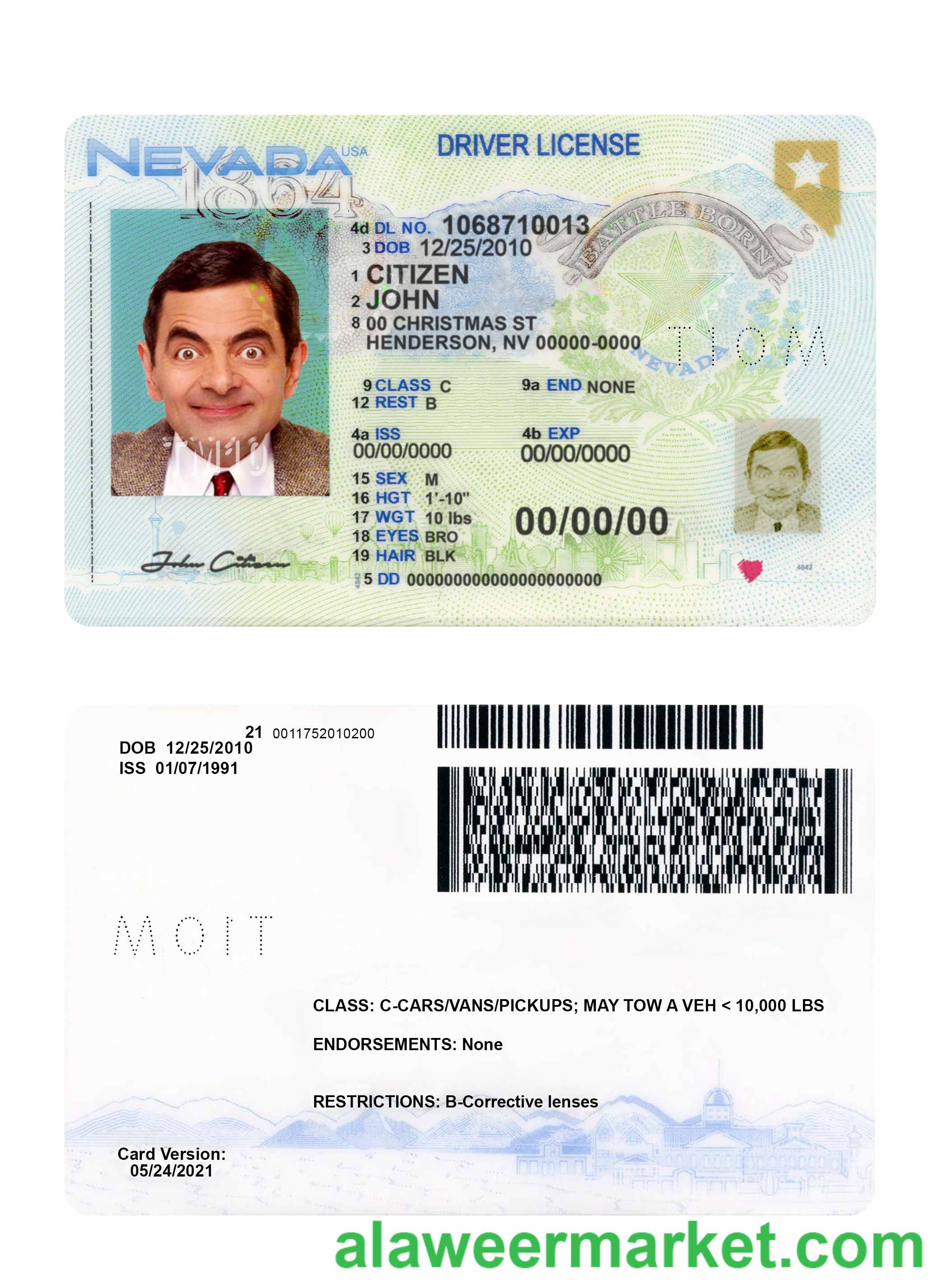 USA Nevada driving license 2021-present